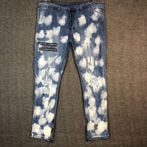 Hengao DANT BULUN Men 40X34 Ripped Distressed Paint Slim Straight Zippers New